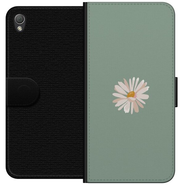 Sony Xperia Z3 Plånboksfodral Grön Minimalblomma – stilren blomma på grön bakgrund