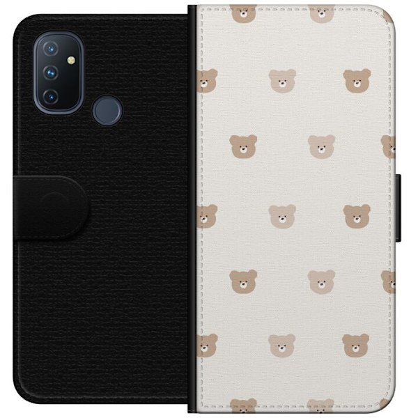 OnePlus Nord N100 Tegnebogsetui Teddybaggrund - søde teddybjørne mod en blød baggrund