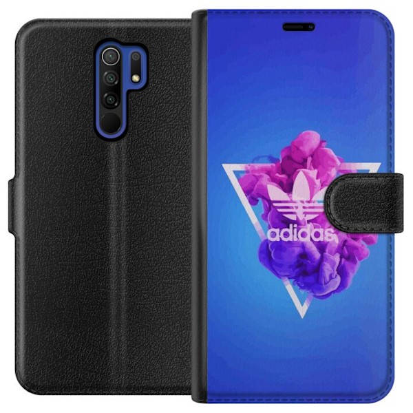 Xiaomi Redmi 9 Tegnebogsetui Adidas-inspireret blåt design -