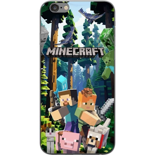 Apple iPhone 6s Plus Genomskinligt Skal Minecraft mobilskal med skog och figurer i pixelstil