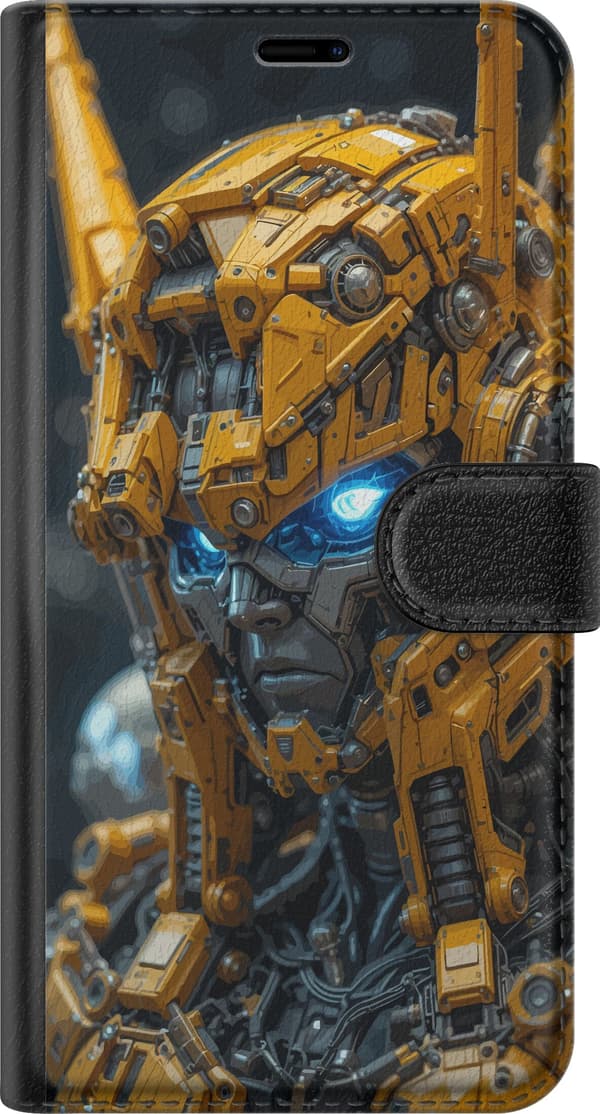 Kompatibelt Plånboksfodral till Apple iPhone 5s Detaljerat gult robothuvud med blå ögon och mekaniska paneler gul