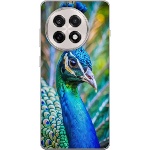 OnePlus 13R Genomskinligt Skal Påfågel Fjädrar Färgstark Design Fågelmotiv Exotiskt Grafiskt Motiv Natur Lyxig Dekoration