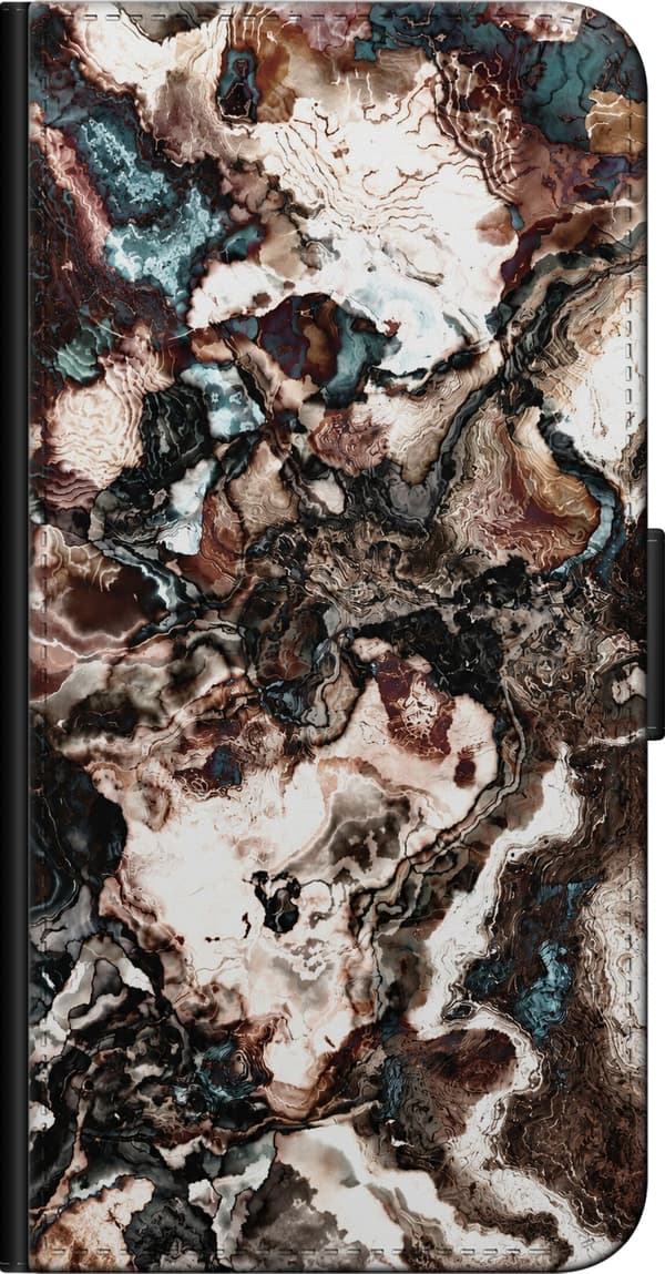 Kompatibelt Lommeboketui til Xiaomi Redmi Note 9 Pro Brune steinvirvler brun