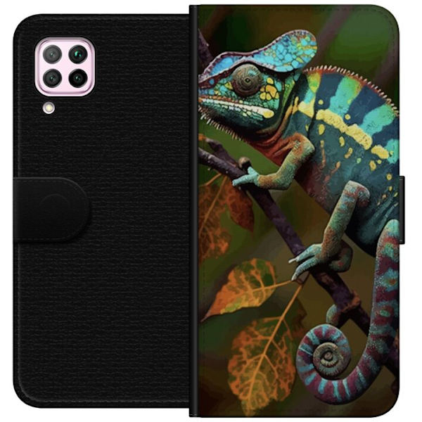 Huawei P40 lite Plånboksfodral Ödla Grafisk Streetwear Design Djurmönster Modern Urban Stil Populärt Motiv Kreativ Art Trend