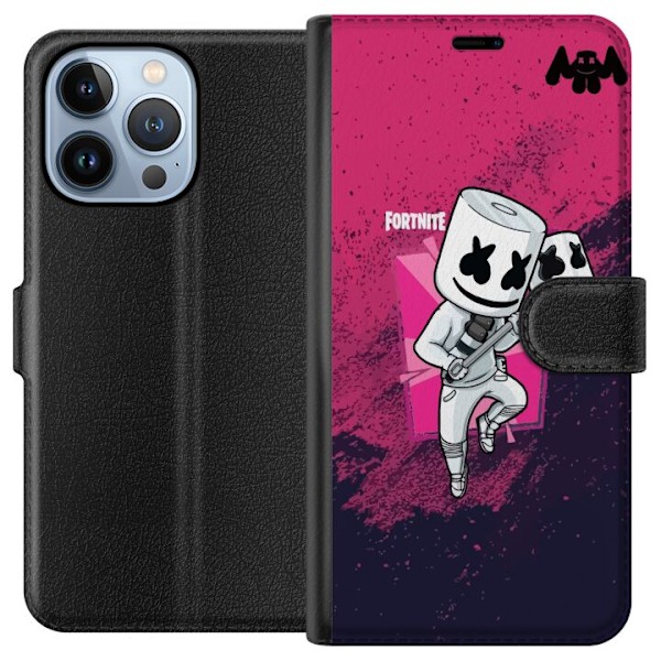 Apple iPhone 13 Pro Plånboksfodral Marshmello Fortnite Skin Emote Gaming DJ Karaktär Populärt Motiv Barn Ungdom Trend