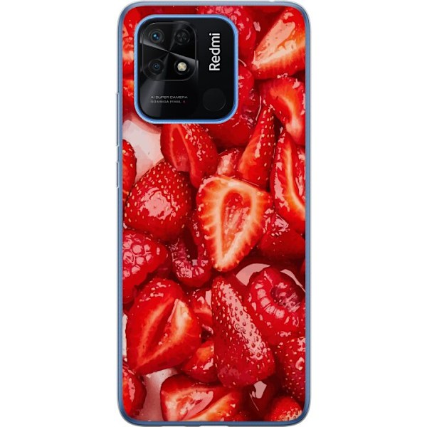 Xiaomi Redmi 10C Genomskinligt Skal Jordgubbsmönster – sött motiv med sommarkänsla