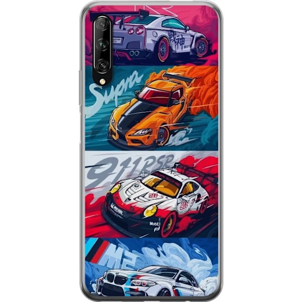 Huawei P smart Pro 2019 Läpinäkyvä kuori Nopeat Autot - Piirretty Kuvio Toiminnalla