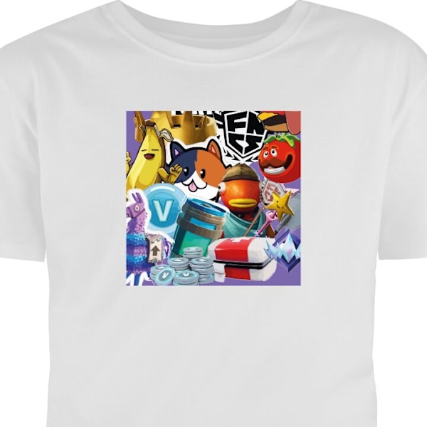 Barn-T-shirt | Bekväm T-shirt för Barn Fortnite vit 5-6 År