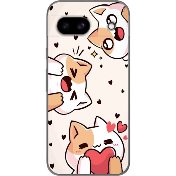 Google Pixel 8a Läpinäkyvä kuori Söpö kissa
