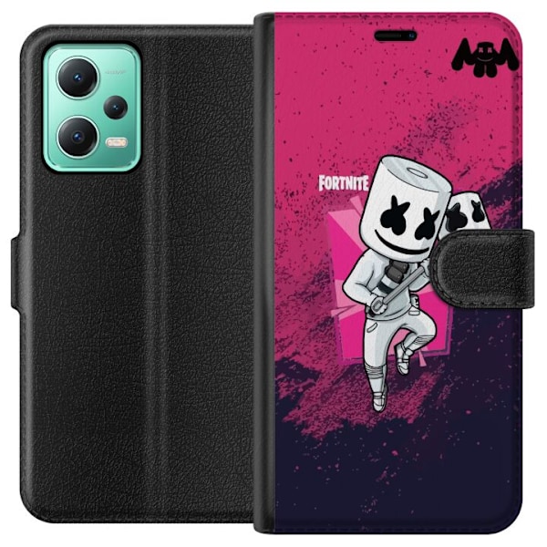 Xiaomi Redmi Note 12 Plånboksfodral Marshmello Fortnite Skin Emote Gaming DJ Karaktär Populärt Motiv Barn Ungdom Trend