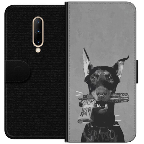 OnePlus 7 Pro Tegnebogsetui Grå Hund Grafisk Design Sejt Dyremotiv Gadekunst Urban Trend Hundeejer Stil Populært Motiv