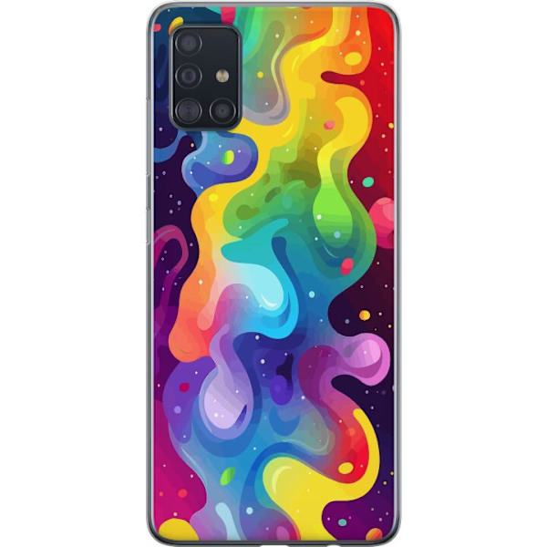 Samsung Galaxy A51 Genomskinligt Skal Color Splash Abstrakt Konst Design Färgstarkt Mönster Modern Populär Väggkonst Grafiskt Trend