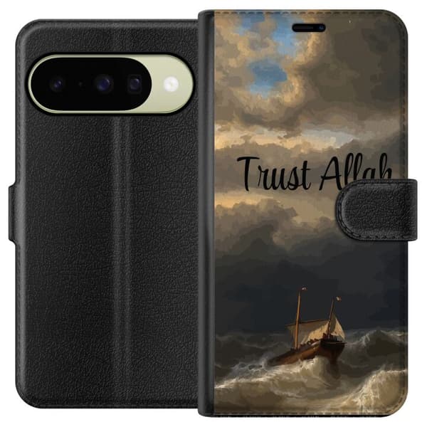Kompatibelt Plånboksfodral till Google Pixel 11 Trust Allah över stormigt hav brun