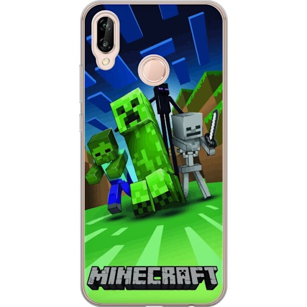 Huawei P20 lite Läpinäkyvä kuori Minecraft Creeper mobilskal i klassisk grön pixelstil