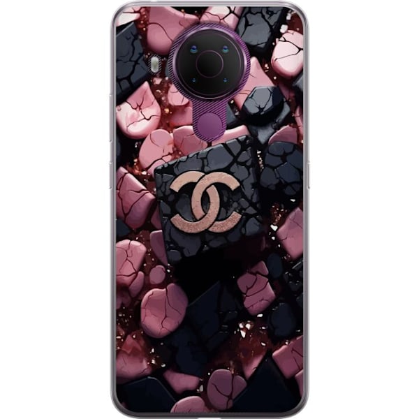 Nokia 5.4 Genomskinligt Skal Chanel Black and Pink