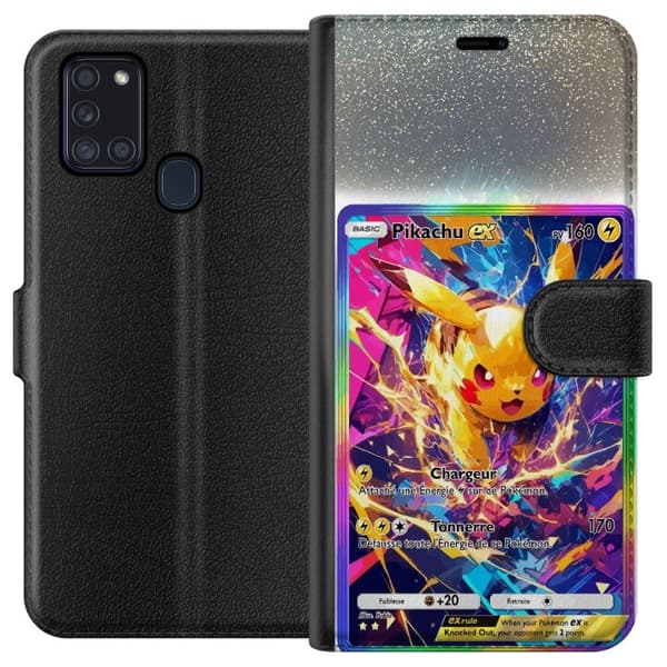 Kompatibelt Lommeboketui til Samsung Galaxy A21s Pikachu gul
