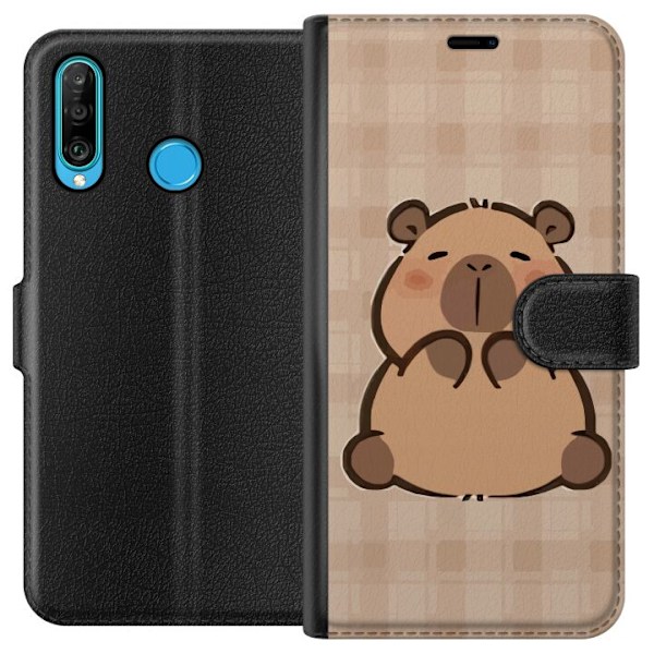 Huawei P30 lite Tegnebogsetui Mobilskal kawaii capybara flera figurer japansk stil