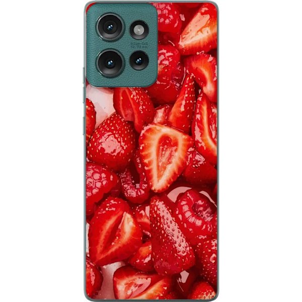 Motorola Edge 50 Genomskinligt Skal Jordgubbsmönster – sött motiv med sommarkänsla