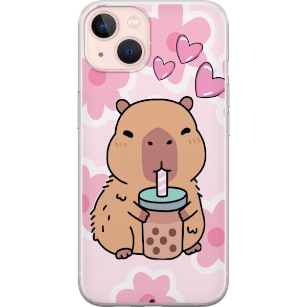 Apple iPhone 13 mini Genomskinligt Skal Kawaii Capybara Hjärt