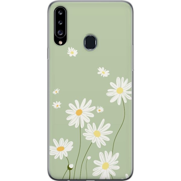 Samsung Galaxy A20s Genomskinligt Skal Prästkragar – blommigt mönster i svensk sommarstil