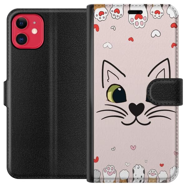 Kompatibel Tegnebogsetui til Apple iPhone 11 Mjooo Katt