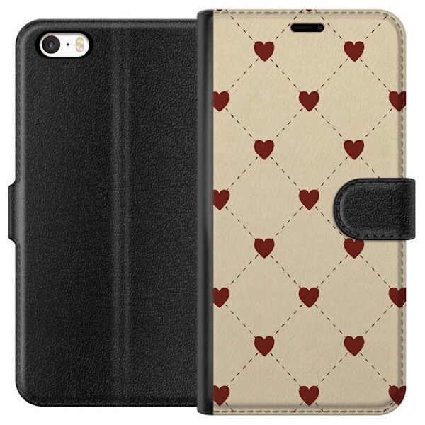 Apple iPhone 5s Tegnebogsetui Hjertegitter