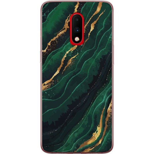 OnePlus 7 Gennemsigtig cover Marmor Guld Grøn