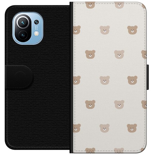 Xiaomi Mi 11 Tegnebogsetui Teddybaggrund - søde teddybjørne mod en blød baggrund
