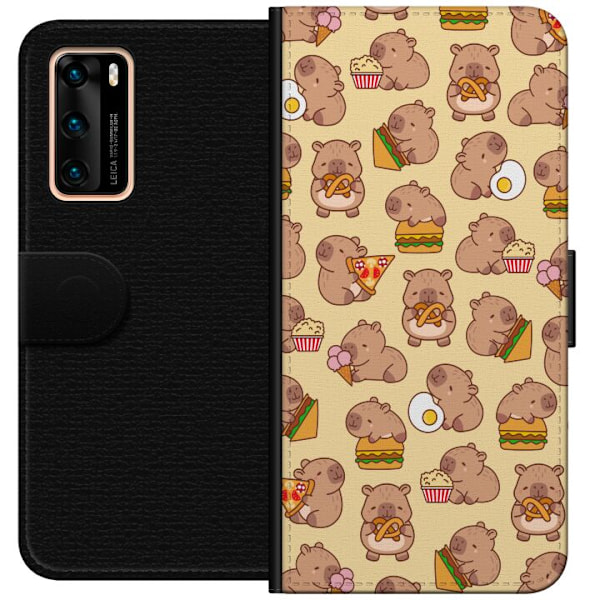 Huawei P40 Lompakkokotelo Kawaii capybara puhelinkotelo useilla söpöillä hahmoilla