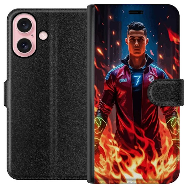 Apple iPhone 16 Tegnebogsetui Ronaldo Inferno - fodboldhelt i flammer
