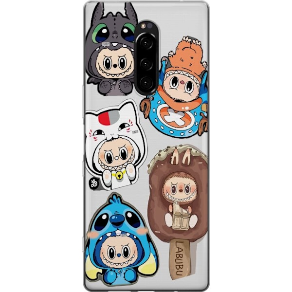 Sony Xperia 1 Läpinäkyvä kuori Labubu hahmokokoelma - Pop Mart Labubu The Monsters väriluulisessa muotoilussa