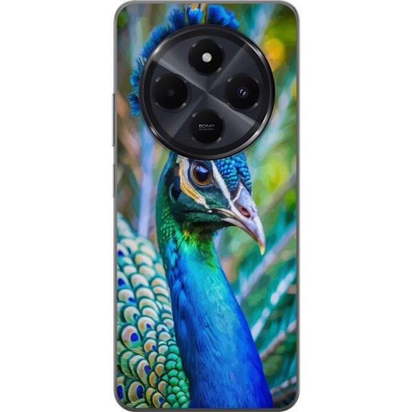 Xiaomi Redmi A4 Genomskinligt Skal Påfågel Fjädrar Färgstark Design Fågelmotiv Exotiskt Grafiskt Motiv Natur Lyxig Dekoration