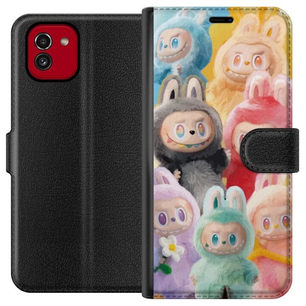 Samsung Galaxy A03 Plånboksfodral Labubu Sketch Style – Handritat monster i tusch