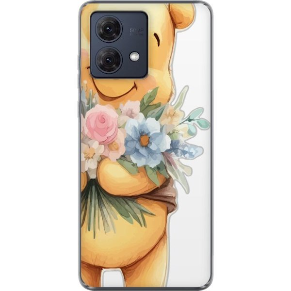 Motorola Moto G84 Genomskinligt Skal Nalle Puh med blommor –