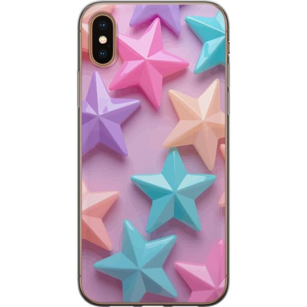 Kompatibelt Mobildeksel til Apple iPhone XS Pastellfargede stjerner i mykt design