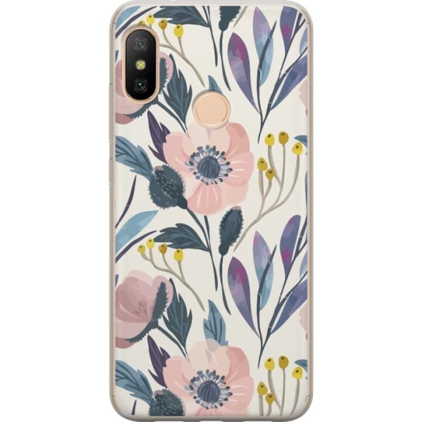Xiaomi Redmi 6 Pro Gennemsigtig cover Blomsterlykke