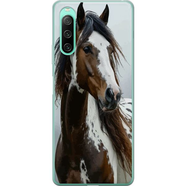 Sony Xperia 10 IV Gennemsigtig cover Hest Dyrsmotiv Grafisk Design Natur Kraftfuldt Motiv Populært Vægkunst Dyretema Ridning