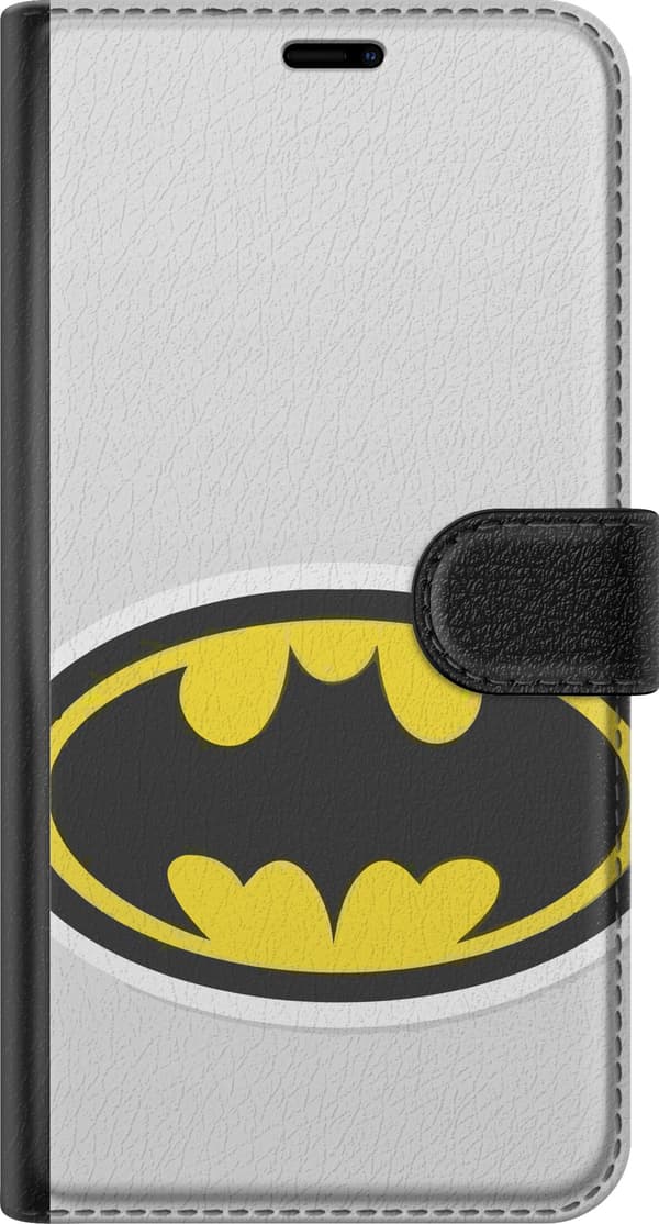 Kompatibel Tegnebogsetui til Apple iPhone 16 Sort og gul Batman-flagermussymbol, klassisk superheltemotiv sort