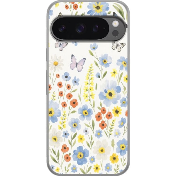 Google Pixel 9 Pro XL Genomskinligt Skal Sommarblommor