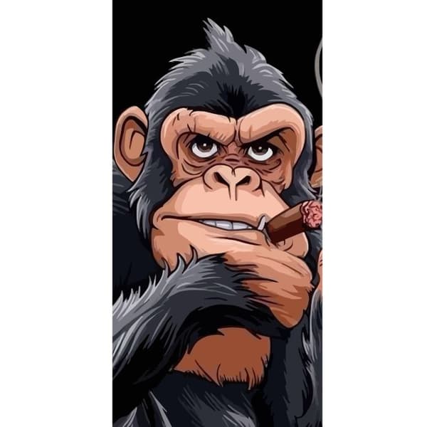 Kompatibel Tegnebogsetui til Apple iPhone 13 Pro Illustreret chimpanse med cigar, der viser langfingeren mod sort baggrund sort