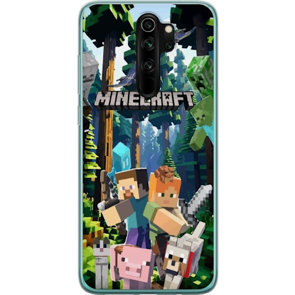Xiaomi Redmi Note 8 Pro  Läpinäkyvä kuori Minecraft-matkapuhelinkotelo metsällä ja pikselityylisillä hahmoilla