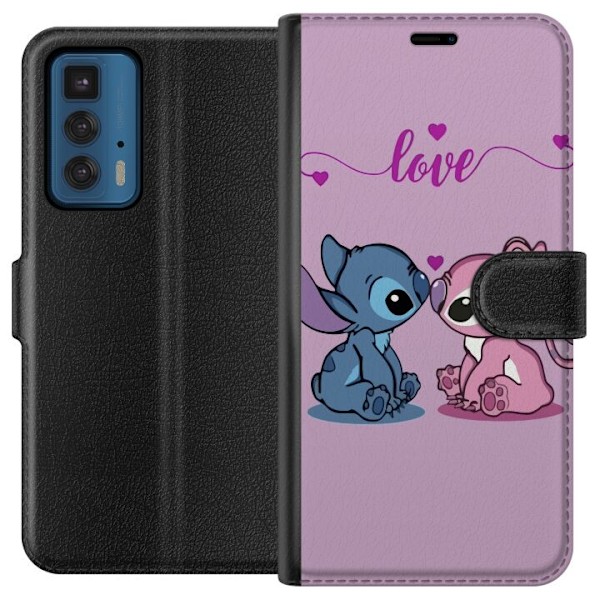 Motorola Edge 20 Pro Tegnebogsetui Lilo & Stitch – Angel Edition