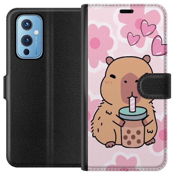 OnePlus 9 Tegnebogsetui Kawaii Capybara Hjerte Anime Stil Sød Design Dyremotiv TikTok Populær Gave Pige
