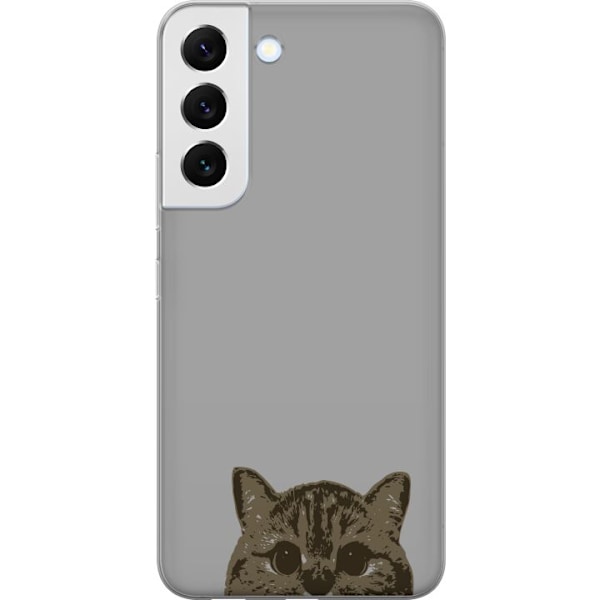 Samsung Galaxy S22+ 5G Gennemsigtig cover Grå Katteblik - stilfuld kat design med grå baggrund