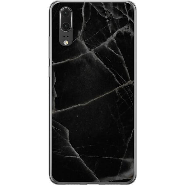 Huawei P20 Läpinäkyvä kuori Musta marmori