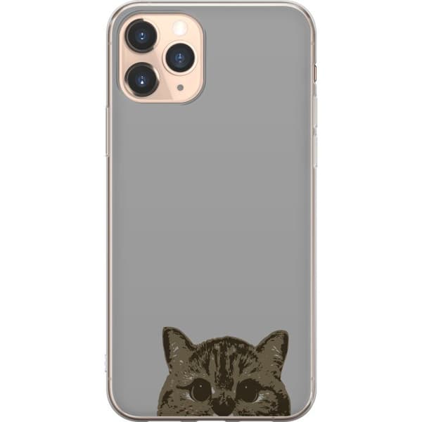 Kompatibel Mobilcover til Apple iPhone 11 Pro Grå Katteblik - stilfuld kat design med grå baggrund