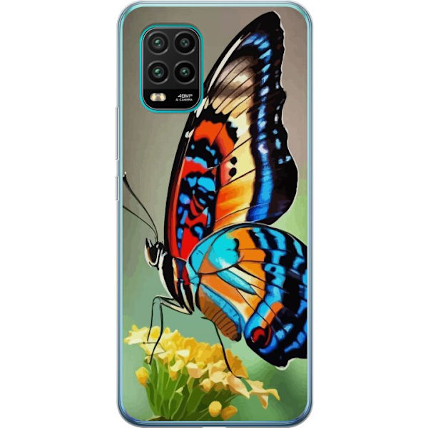 Xiaomi Mi 10 Lite 5G Gennemsigtig cover Sommerfugl Natur Sommer Motiv Vinger Farverig Design Populær Dekoration Grafisk Eksotisk Tema