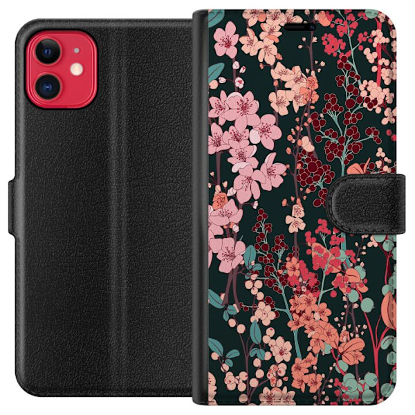 Apple iPhone 11 Tegnebogsetui Blomster