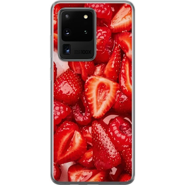 Samsung Galaxy S20 Ultra Gjennomsiktig deksel Jordbærmønster
