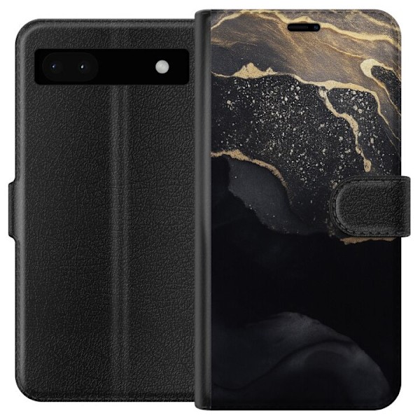 Google Pixel 6a Lompakkokotelo Musta kulta abstrakti